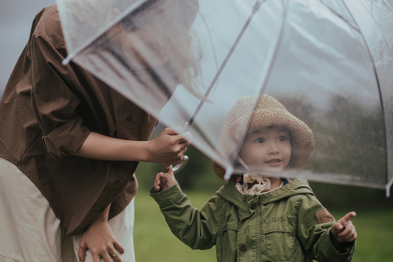 Home mother, daughter, umbrella, nature, outdoors, rain, parent, baby, child, people, family, love, closeup